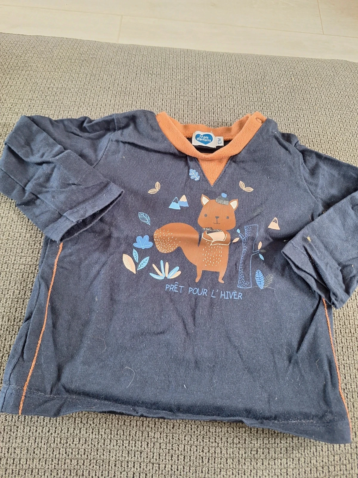 T-shirt 12m Mots d'enfants bleu
